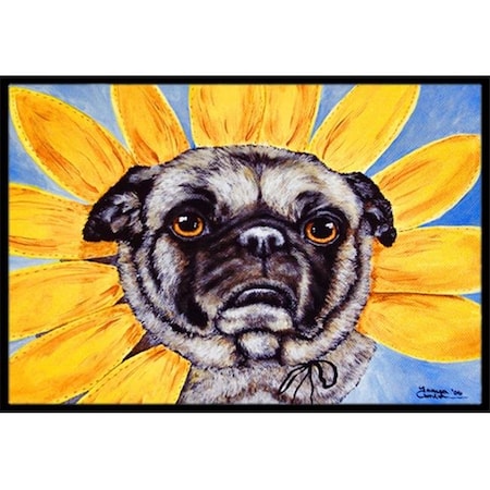 Carolines Treasures Carolines Treasures AMB1058MAT Sunflower Pug Indoor or Outdoor Mat; 18 x 27 AMB1058MAT